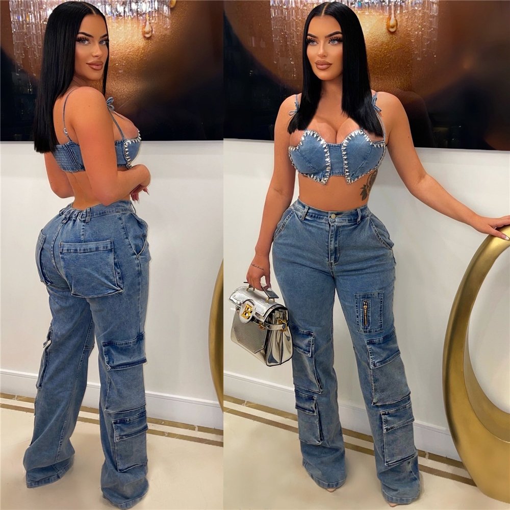 YS9841S pants Women's solid color rope tied zipper Girls' Pants