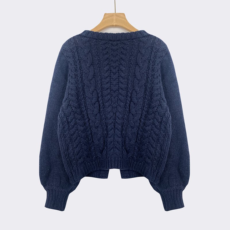 Knitwear sweater women's autumn and winter thin lazy style with a design sense smock deep V-neck blouse