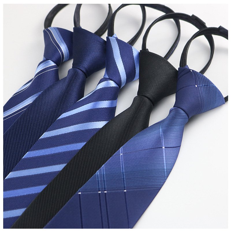 Hot Selling Wholesale Dot Stripe Pattern Multi Color Polyester Zipper Neckties Zip Neck Ties Knit Ties For Men
