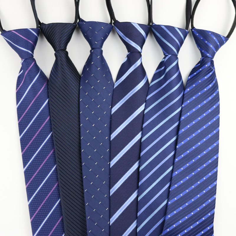 Hot Selling Wholesale Dot Stripe Pattern Multi Color Polyester Zipper Neckties Zip Neck Ties Knit Ties For Men