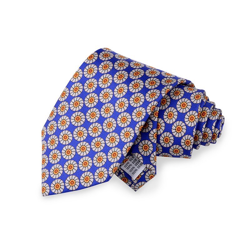 Low MOQ Manufacturer Wholesale Circle Pattern Pure Silk Tie New Design Classic Printed Neckties For Men Customized