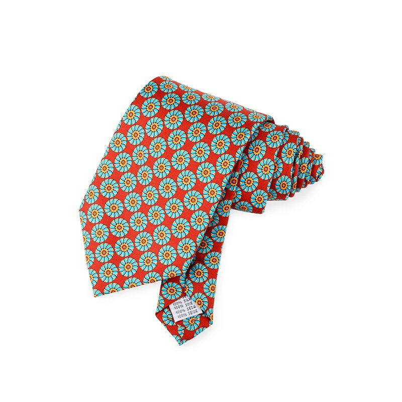 Low MOQ Manufacturer Wholesale Circle Pattern Pure Silk Tie New Design Classic Printed Neckties For Men Customized