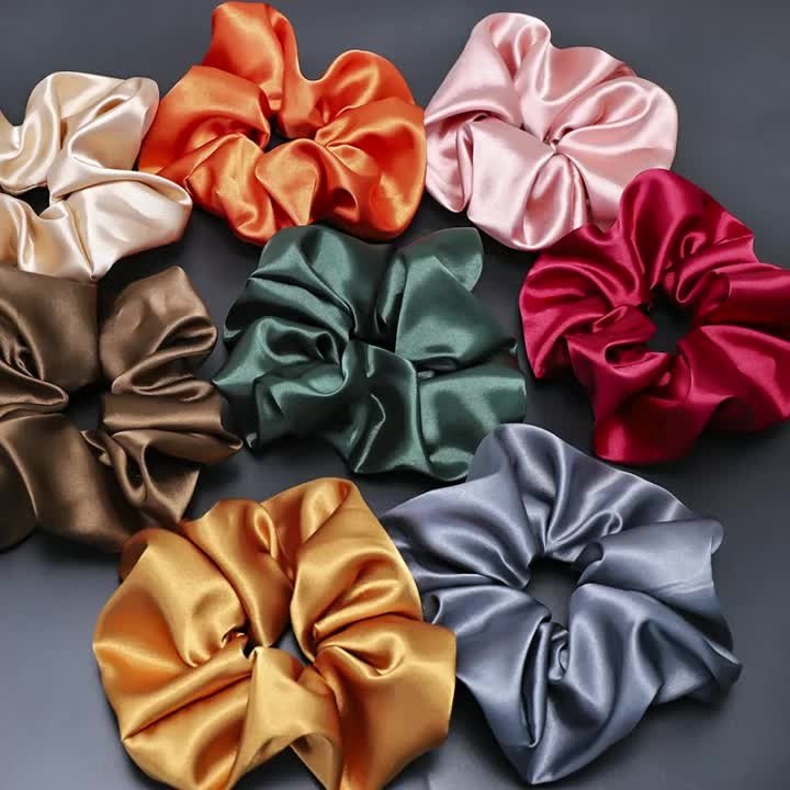 Wholesale new Silk Scrunchies for Hair Elastic Hair Bands for girl custom Hair ties dance scrunchies