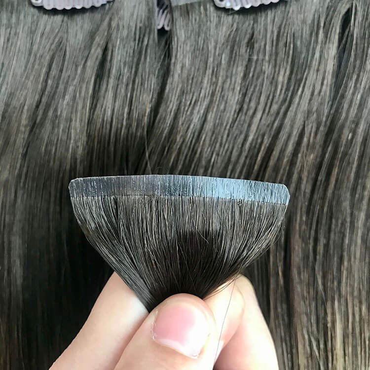 Raw virgin cambodian human hair clips ins , PU skin weft seamless clip in hair extensions