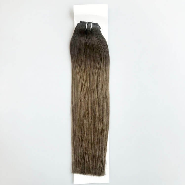 Raw virgin cambodian human hair clips ins , PU skin weft seamless clip in hair extensions