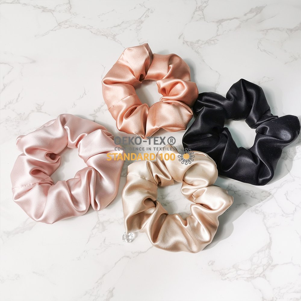 Silk Hair Scrunchies 100% Pure 22 Momme Mulberry Hair Ties With Elastic Hair Bands Set