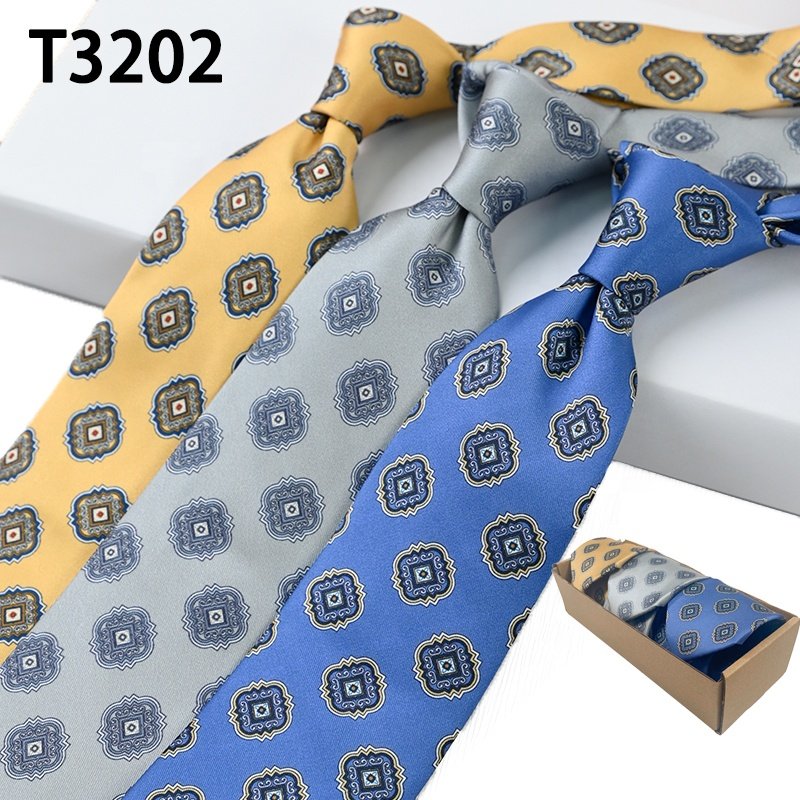 Best seller high quality 7.5cm gravata masculina adultos 3Pcs printing business necktie corbatas mens tie set