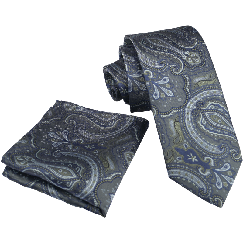 100% Micro Fibre Polyester Woven Men's Tie with Pocket Square Gravata Polyester Neck Tie For Business