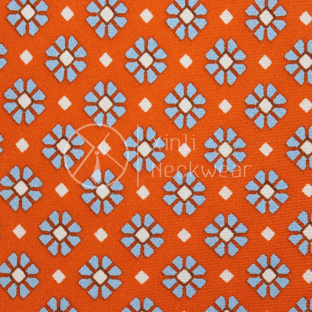 Vibrant Manufacturers Orange Color Gift Box Necktie High Quality Silk Screen Printing Floral Ties for Men