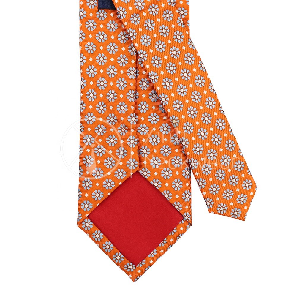 Vibrant Manufacturers Orange Color Gift Box Necktie High Quality Silk Screen Printing Floral Ties for Men