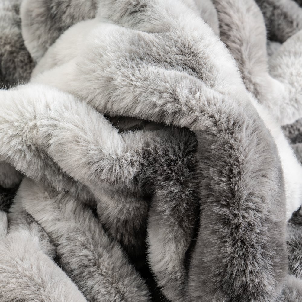 Plush Elegant Reversible Minky Blanket Fuzzy Ruched Luxurious Soft Faux Fur Throw Blanket For Sofa Chair Couch Living Room