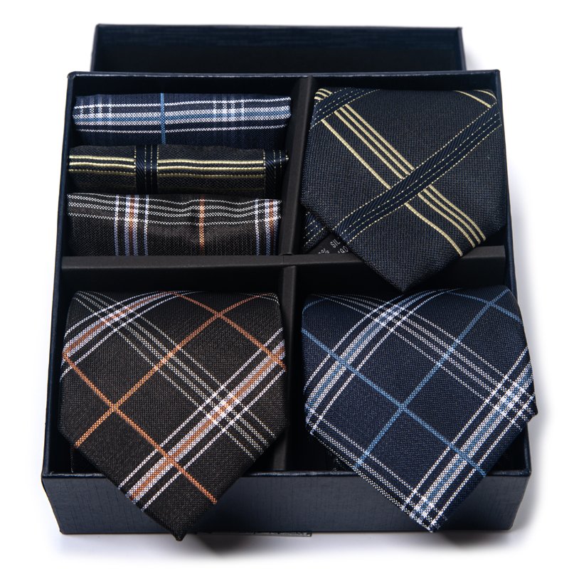 Silk Handmade 3 Set Tie Handkerchief Set Pocket Squares Necktie For Men Suit Accessories Orange Blue Solid Birthday Gift