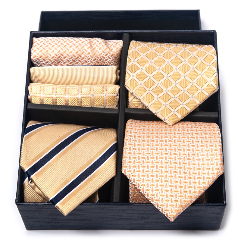 Silk Handmade 3 Set Tie Handkerchief Set Pocket Squares Necktie For Men Suit Accessories Orange Blue Solid Birthday Gift