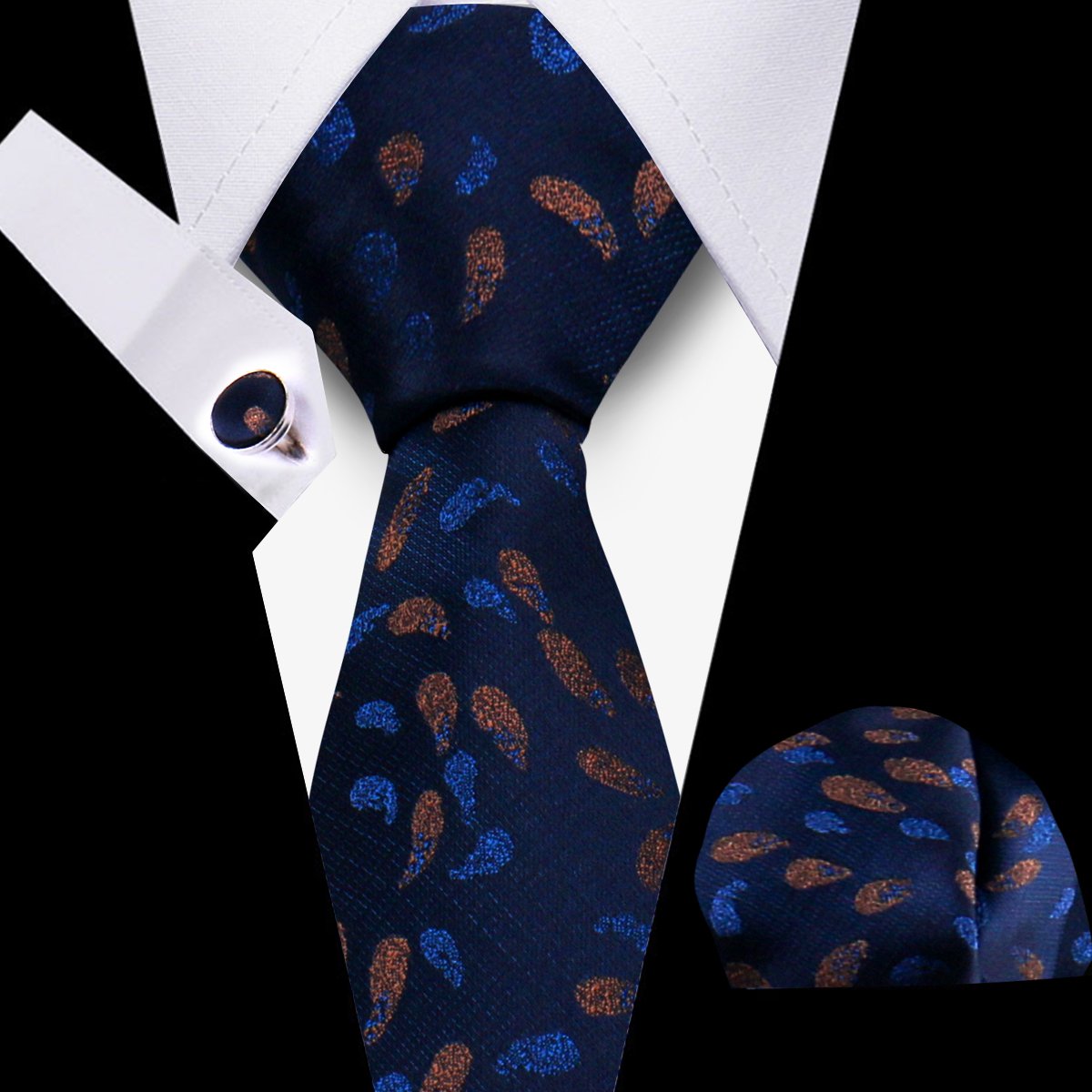 Silk Mens Tie Set Floral Ties For Men Fashion Necktie Set Handkerchief Cufflinks Custom Gift For Wedding Business Suit Accessory