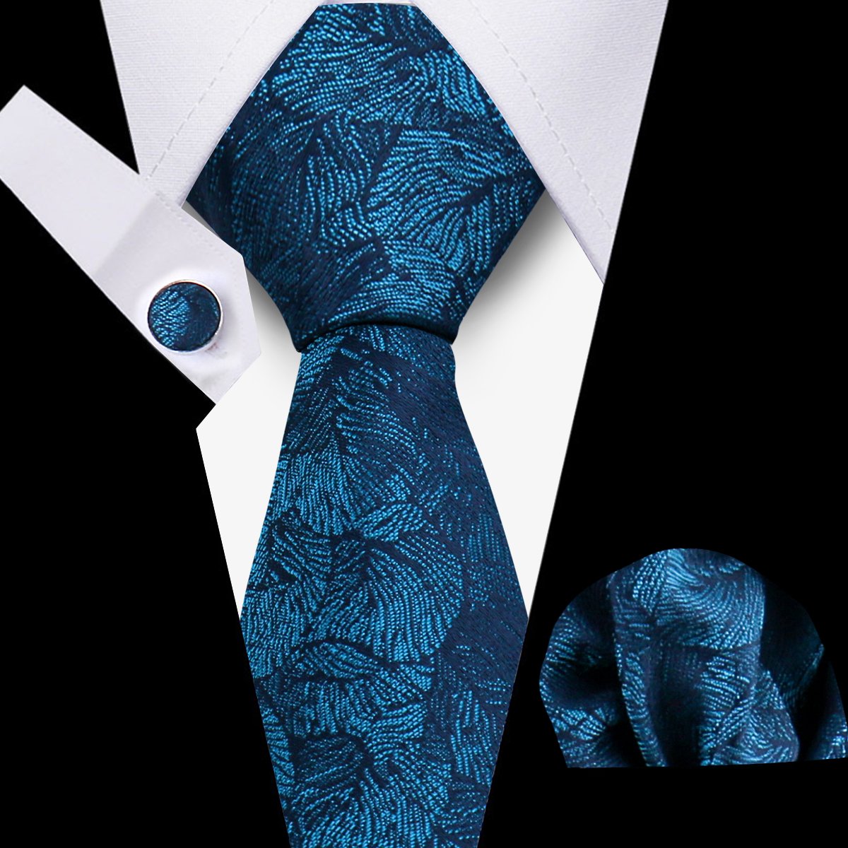 Silk Mens Tie Set Floral Ties For Men Fashion Necktie Set Handkerchief Cufflinks Custom Gift For Wedding Business Suit Accessory