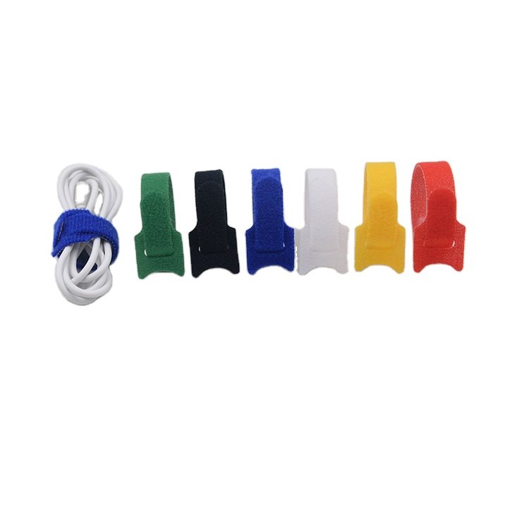 Reusable Colorful Double Sided Carry Cinch Straps Nylon Hook Loop Cable Tie Holder Custom Logo Easy Wrapping Hook Loop Cable Tie