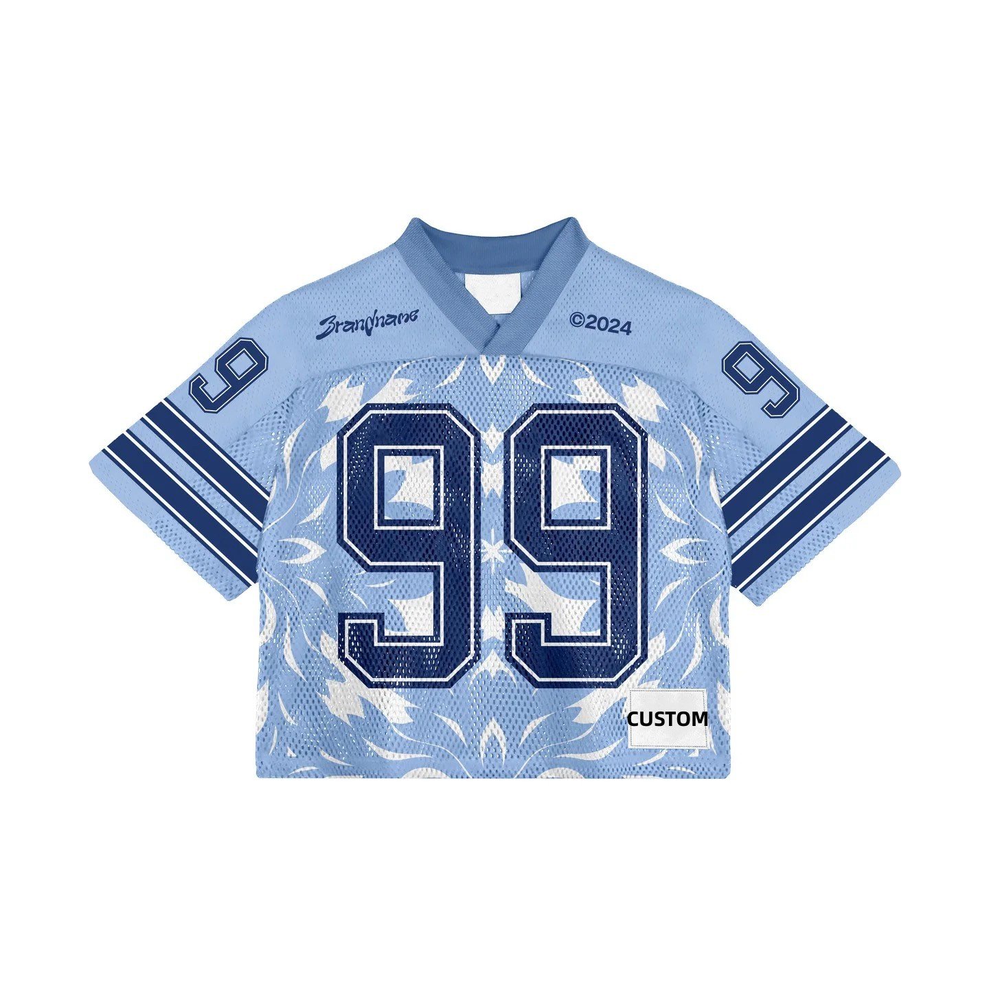 Hot sale 100% polyester mesh fan jerseys cropped top custom design embroidery stitched stylish football t-shirts