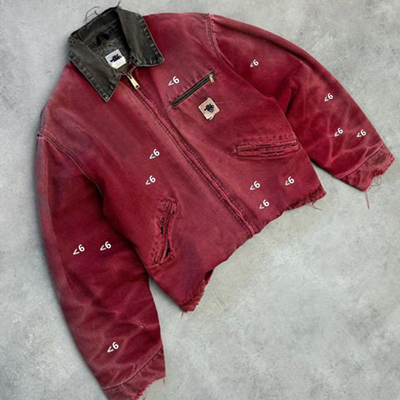 DiZNEW jacket Streetwear Custom logo Men's oversized Fashion Acid washed zip up Jeans jacket