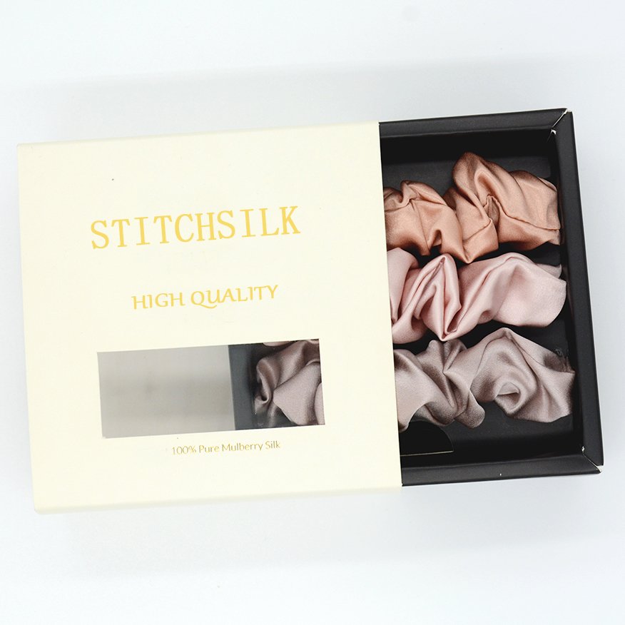 Silk Scrunchies Premium Handcrafted 22 Momme Mulberry Silk Hair Bands Elastics Ties Ponytail Holders and Hair Accessories