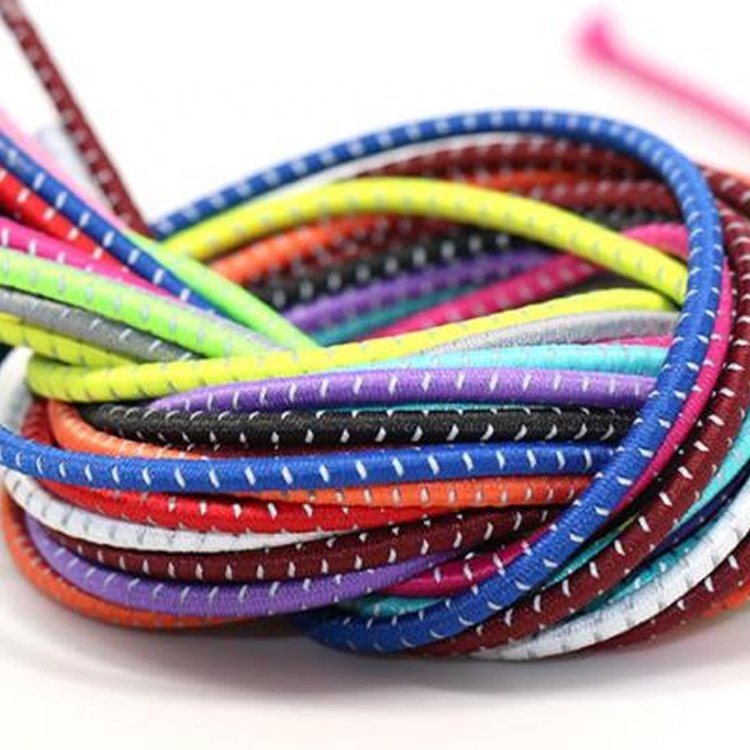 2.5mm Stretch Polyester Latex Elastic Rope Cord Elastic No Tie Shoe Laces With Locks Reflective Rubber Elastic No Tie Shoelaces