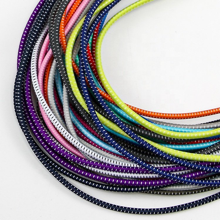 2.5mm Stretch Polyester Latex Elastic Rope Cord Elastic No Tie Shoe Laces With Locks Reflective Rubber Elastic No Tie Shoelaces