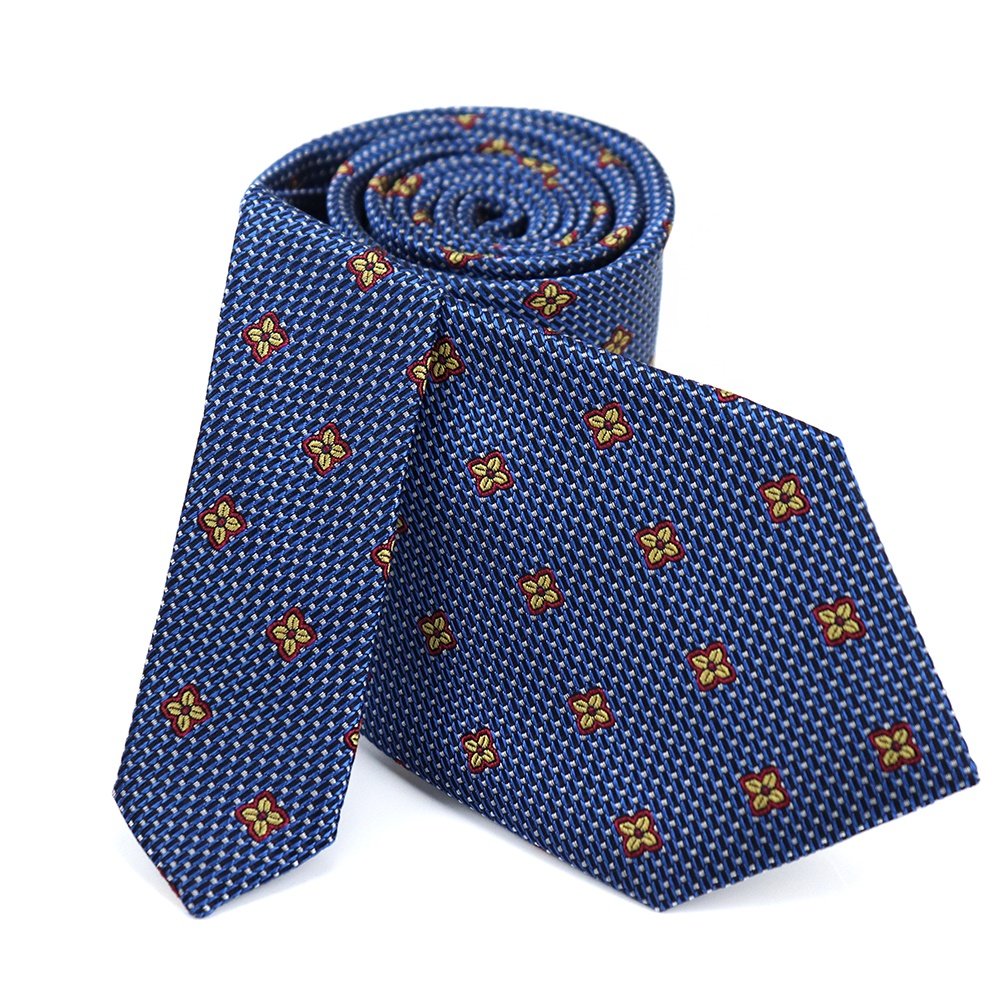 2022 Supplier Brand New Silk Jacquard Floral Pattern Business Blue Necktie Custom Design Mens Tie Gift Box