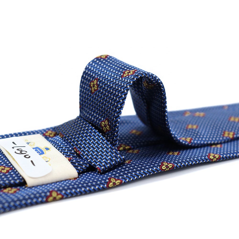 2022 Supplier Brand New Silk Jacquard Floral Pattern Business Blue Necktie Custom Design Mens Tie Gift Box