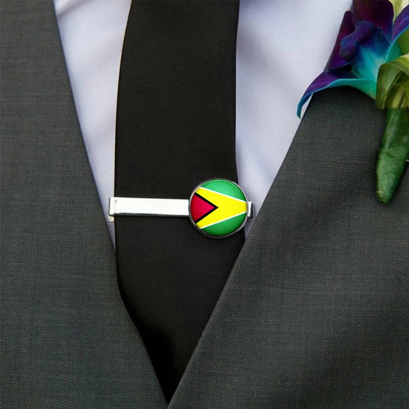 80 Models Caribbean Guyana Flag Map Tie Clip Lapel Pin Ring Brooch Cuff Link Necklace Bracelet Earrings Key Chain Jewelry Set