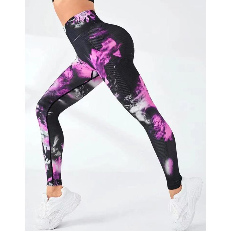 Manufacturer Wholesale Tie Dye Seamless Gradient Colorful Sports Leggins Women Fitness Quick Drying Breathable Yoga Pants