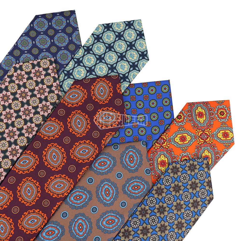 Dark Purple Blue Neckties Geometric Print 3Fold Tuxedo Neck Tie Wedding Floral Silk Ties Men