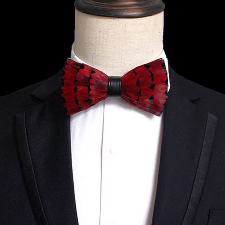 Boutique Mens Handmade Feather Bow tie Sets Boxes