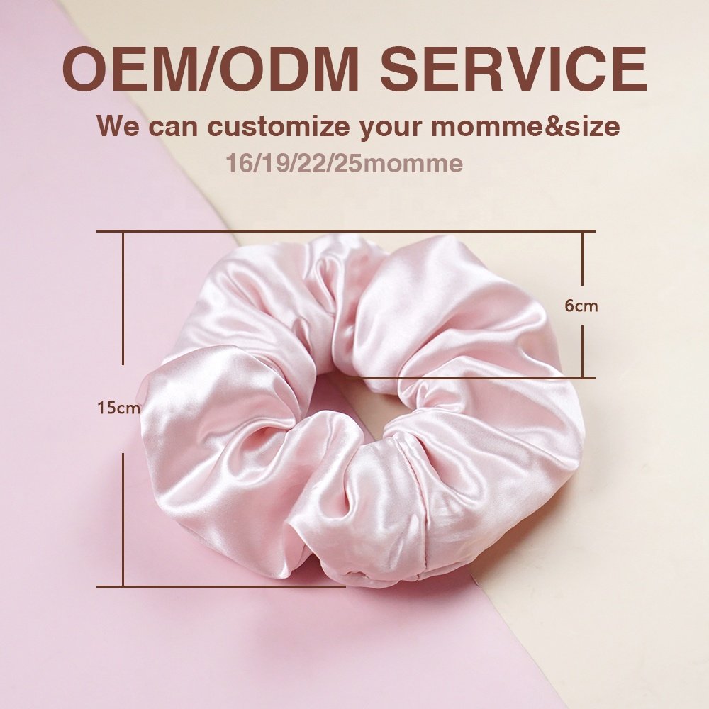 16/19/22 Momme 100% Mulberry Silk Scrunchies Filling Cotton For Sleeping