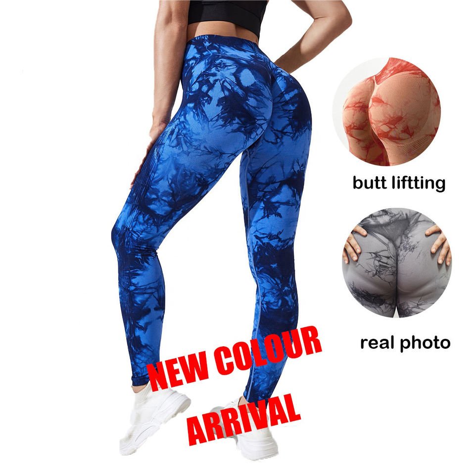 seamless leggings fitness wear women custom gym clothing high waist running tie dye scrunch leggings
