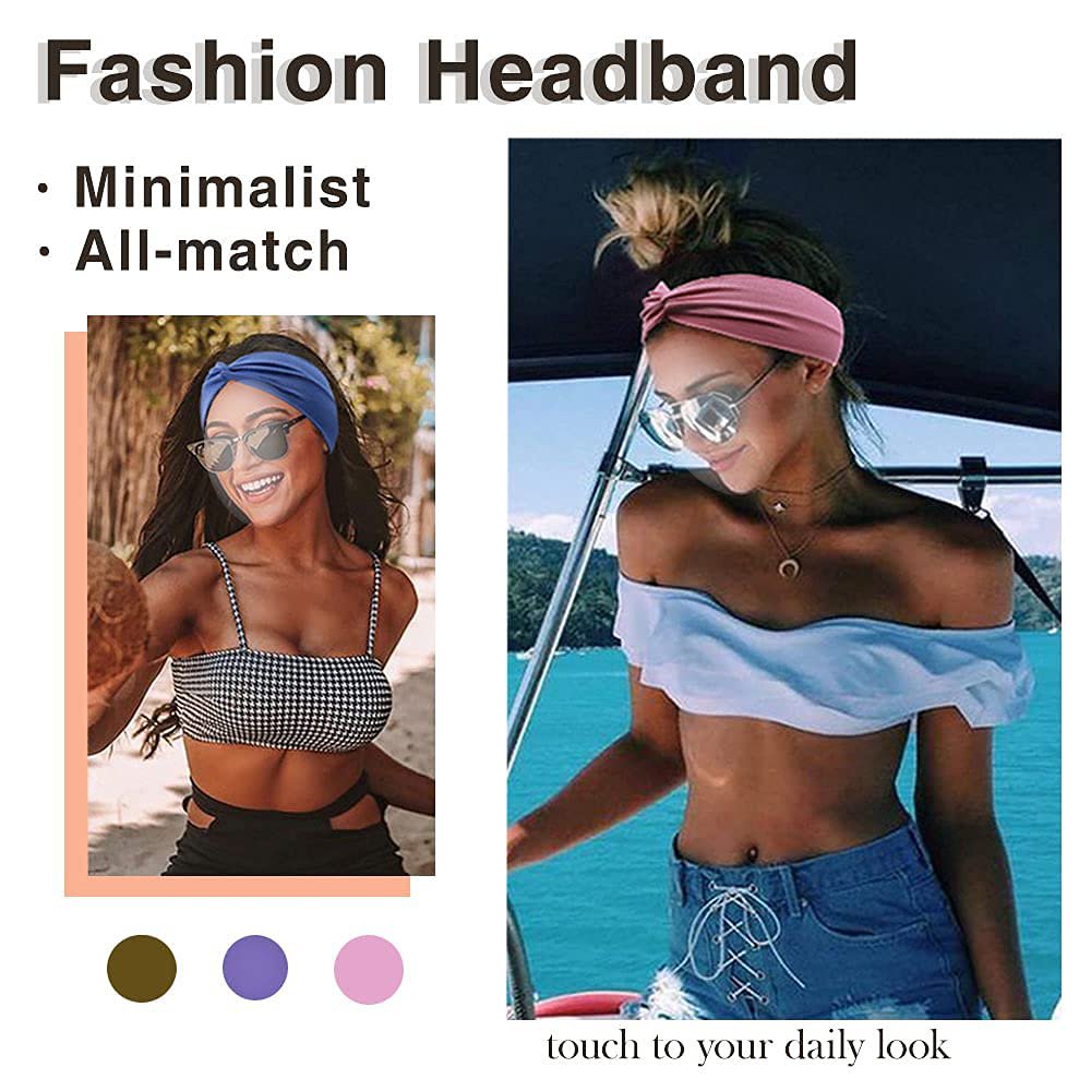 2024 New Custom logo running sport men pink and blue softball beauty gym polyester wide black knot sports headbands