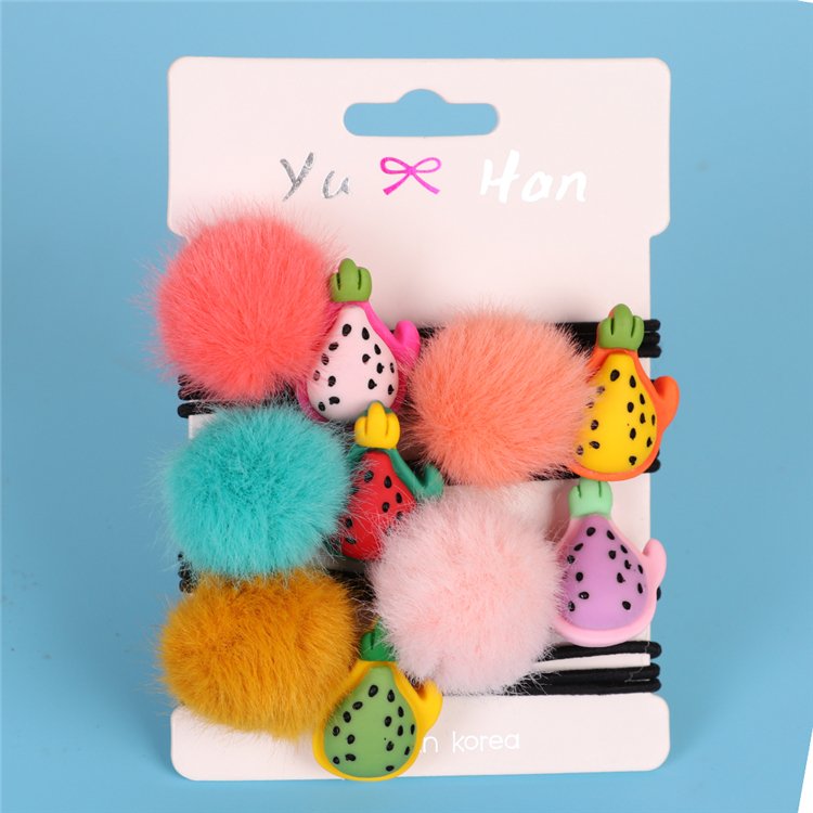 Yifan Wholesale Custom Fashion Cute Girls Elastic Colorful Balls Decorative Scrunchies Hair Ties