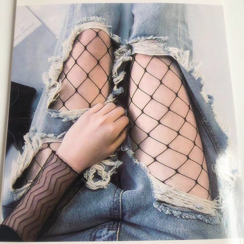 Socks to waist pantyhose, stockings, women's personalized anti hook silk hollow base, large mesh fishnet socks