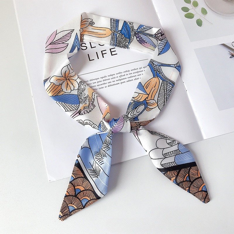 Tie bag handle silk scarf tied with ribbon accessories headband small long scarf fashionable and versatile