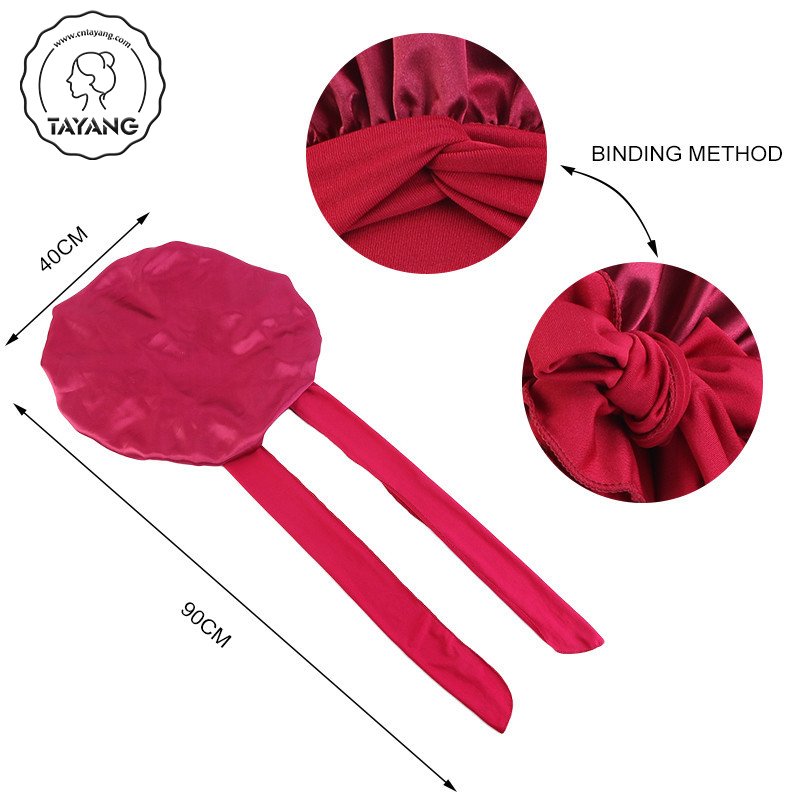 Custom Logo Long Large Braid Hair Head Sleeping And Satin Silk Hair Wraps With Tie And Scarf Large Size Stain Bonnets