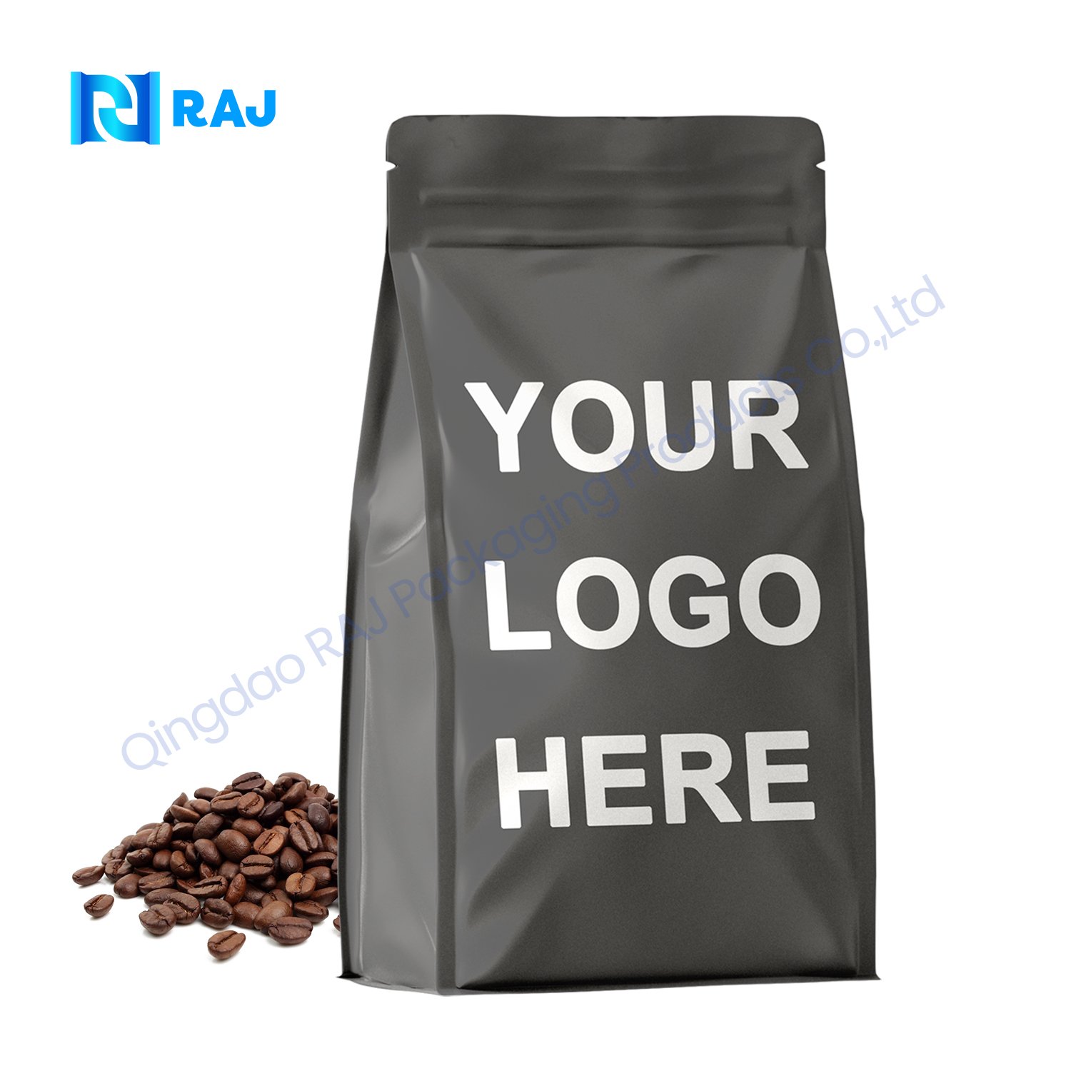 Hot Selling Eight-side Seal 100 Gram 250g Flat Bottom Small coffee bag packaging Stand Up Bag For Coffee