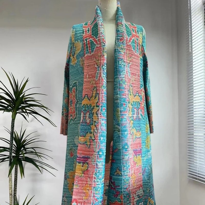 Wholesale Printed Pleated Embroidered Long Women's Cardigan Large Lapel Tie-up Robe Muslim Belt Casual Modest Women's Abaya