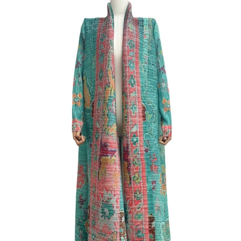 Wholesale Printed Pleated Embroidered Long Women's Cardigan Large Lapel Tie-up Robe Muslim Belt Casual Modest Women's Abaya