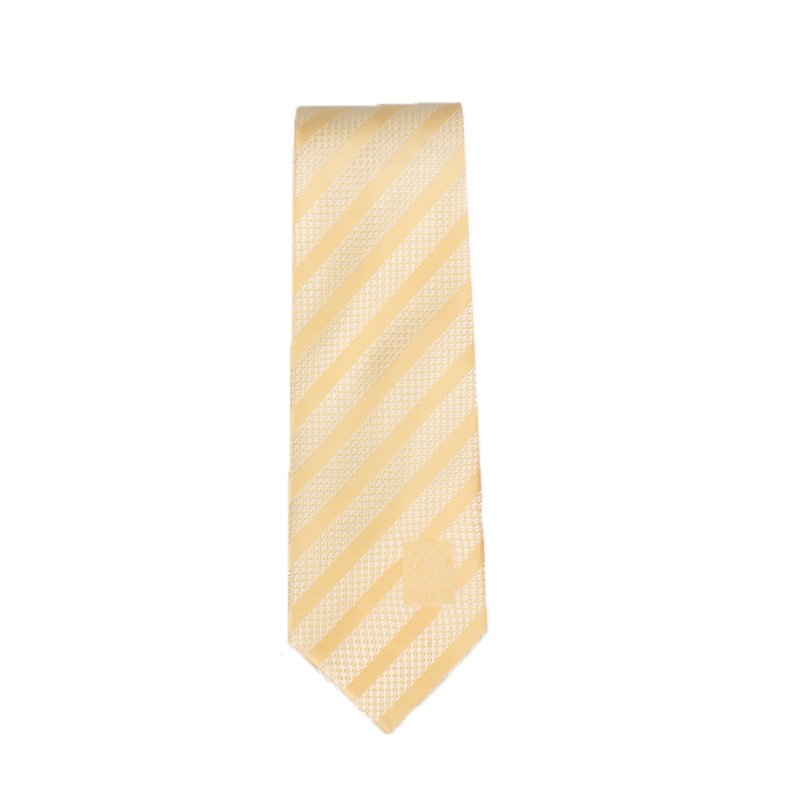 Handsome Zhejiang YAZHUO Necktie Yellow White Woven Silk Ties For Men Business Customize Stripe Tie