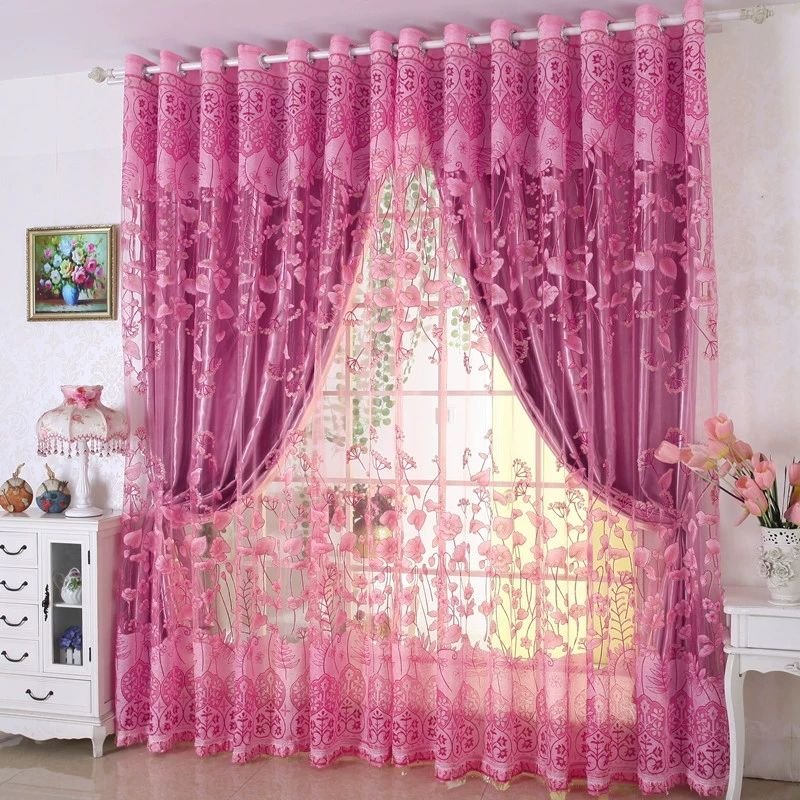 Luxury style embroidered, blackout embroidery window sheer simple modern style for the living room/