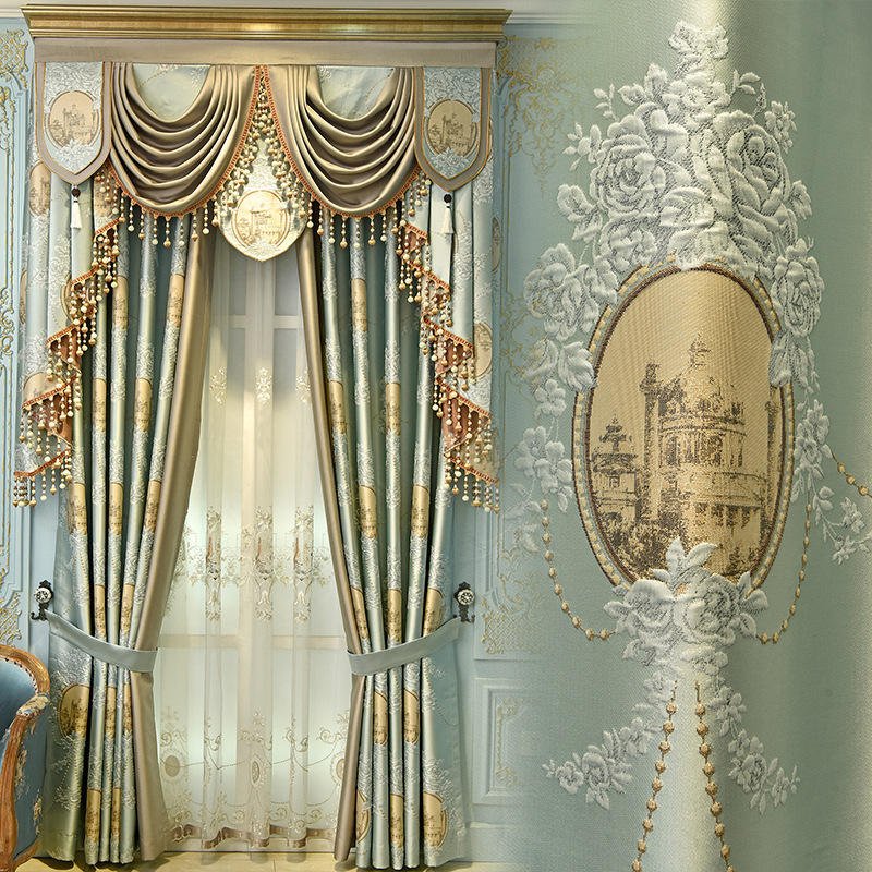 Luxury style embroidered, blackout embroidery window sheer simple modern style for the living room/