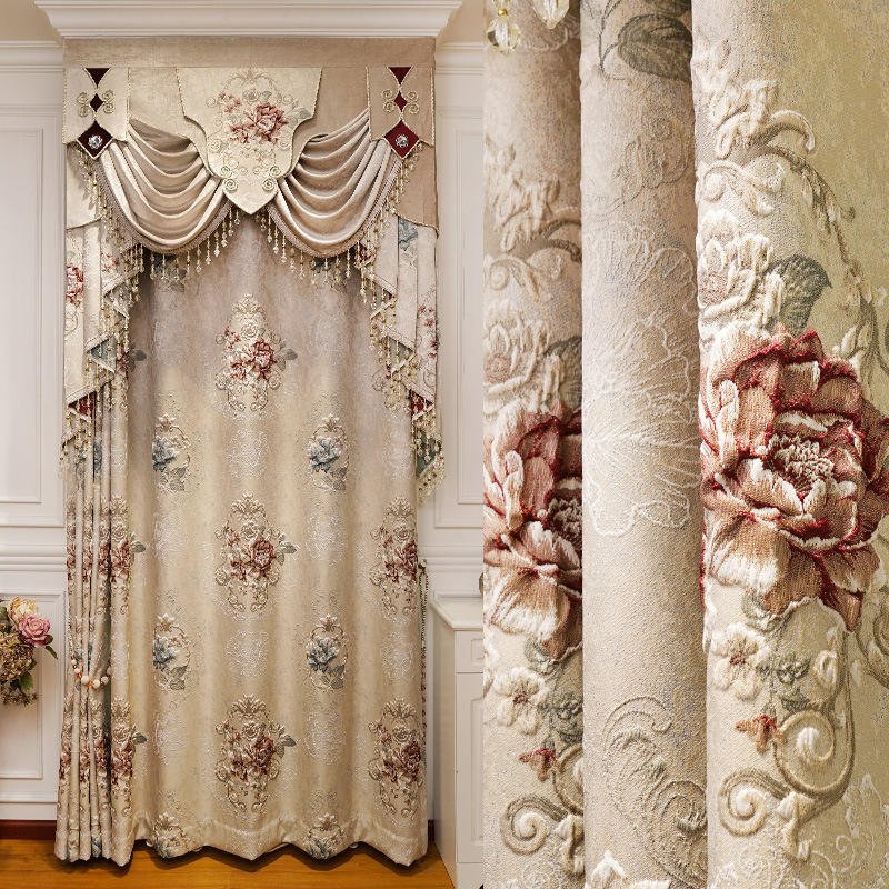 Luxury style embroidered, blackout embroidery window sheer simple modern style for the living room/