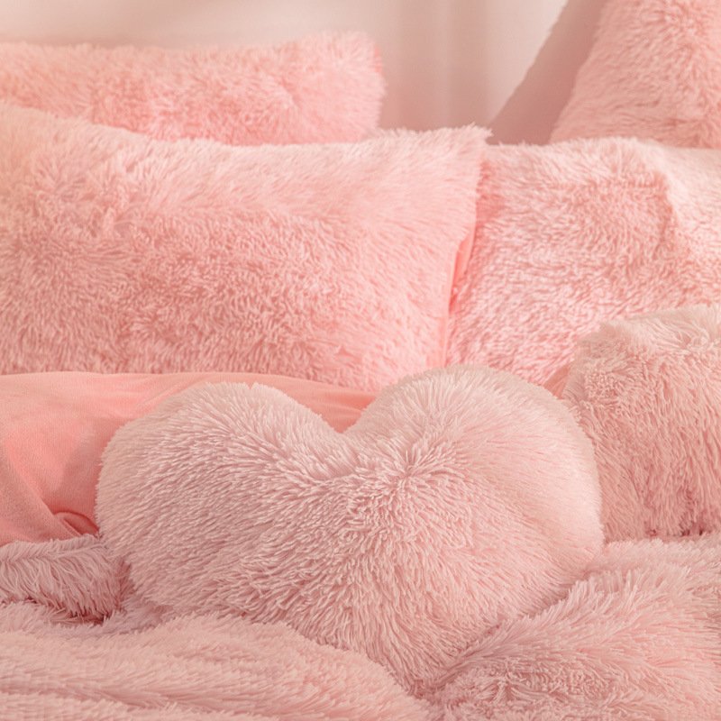 Winter thickened warm mink plush 4-piece solid color crystal cashmere PV cashmere Korean cashmere tie-dye 4-piece set