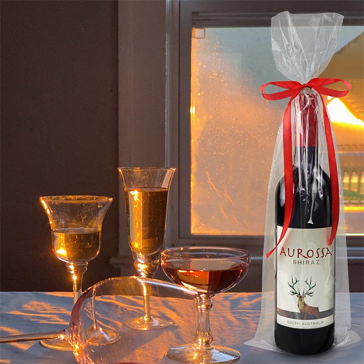 Wholesale 6x18 Inches Plastic Cello Clear Wine Bag Wrap Gift Cellophane Gift Bags with Twist Ties for Wine Bottles