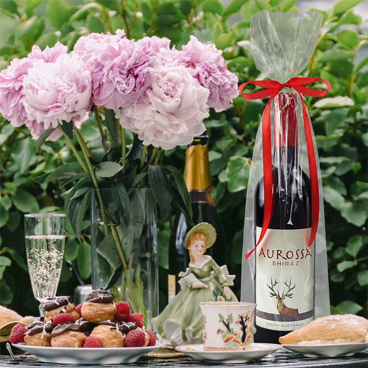Wholesale 6x18 Inches Plastic Cello Clear Wine Bag Wrap Gift Cellophane Gift Bags with Twist Ties for Wine Bottles