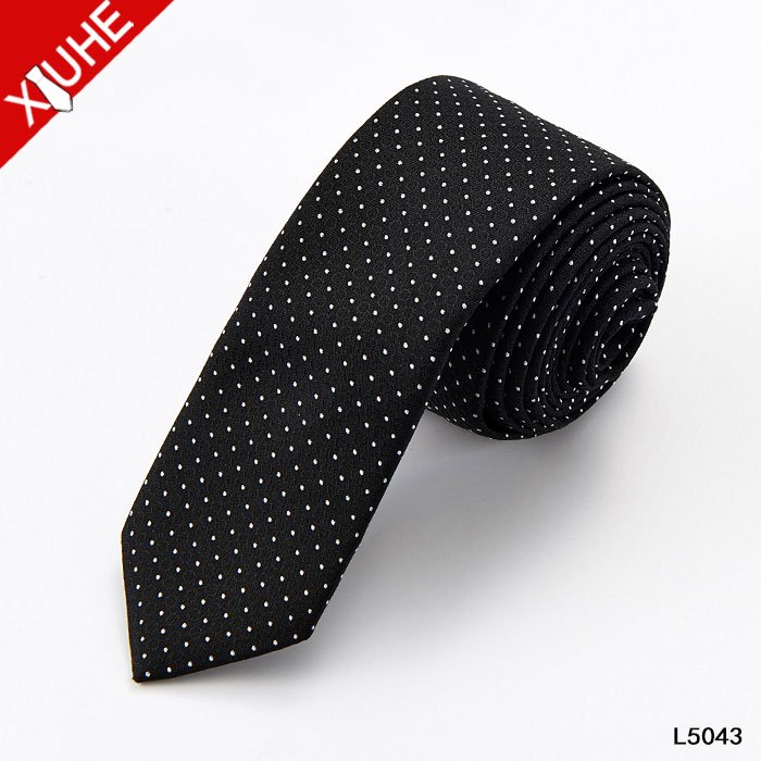 China Supplier Neckwear Wholesale Lower MOQ Cheap 100% Polyester 5CM Skinny Ties For Men