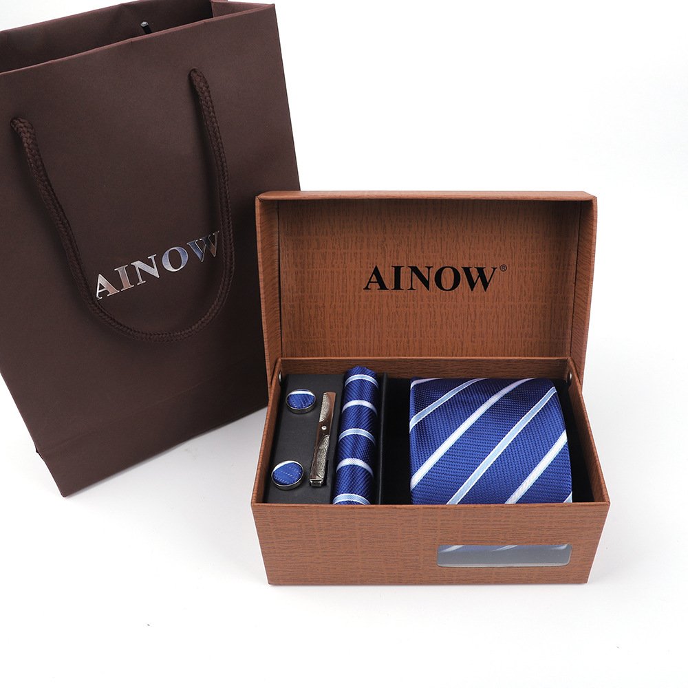 China Latest Fashion Low Moq 27 Color Stock chic Neck Tie For Man Woven 100% Silk Ties Men With Box set for business